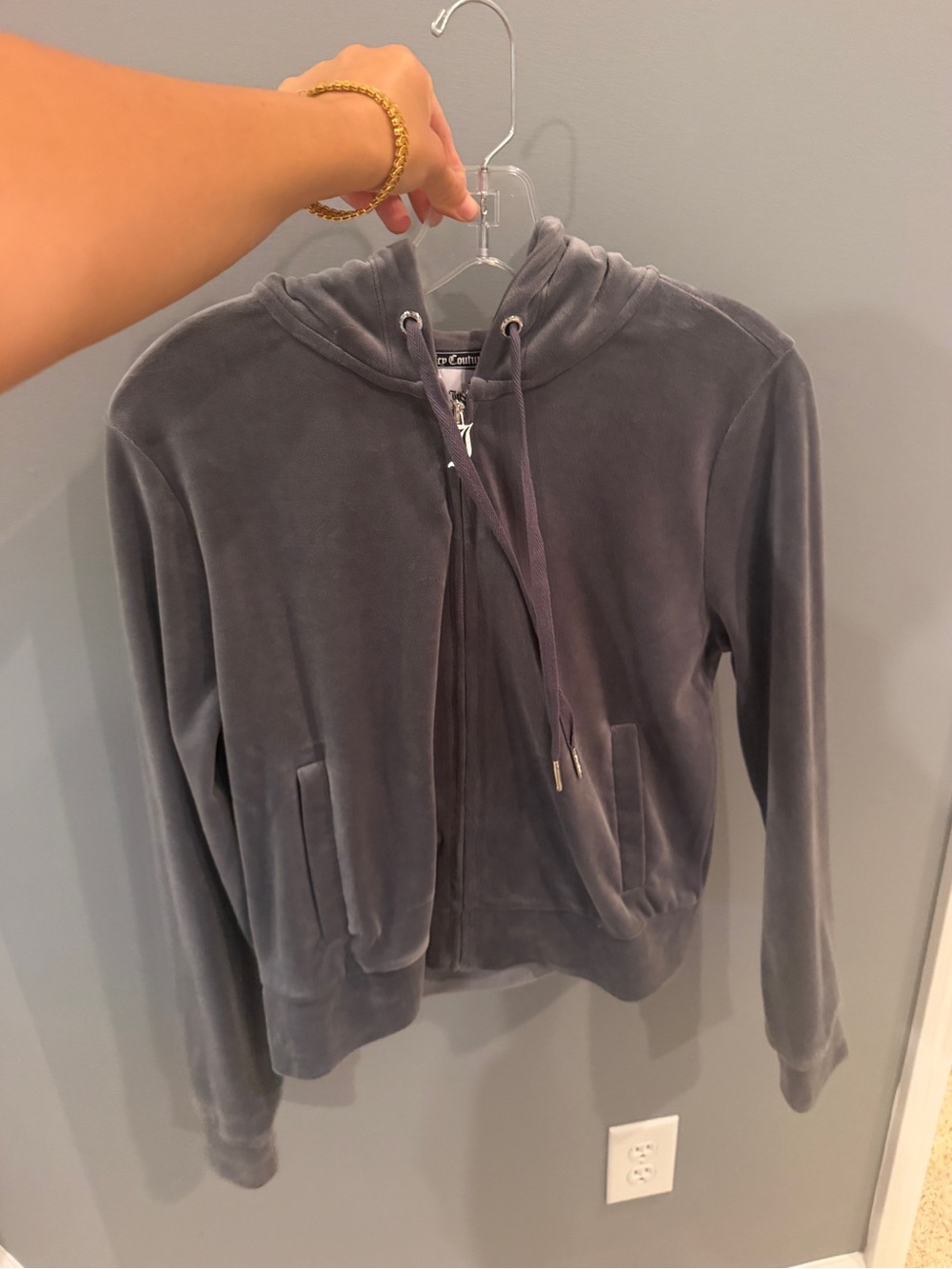 Juicy Couture Gray Velour Zip-Up Hoodie